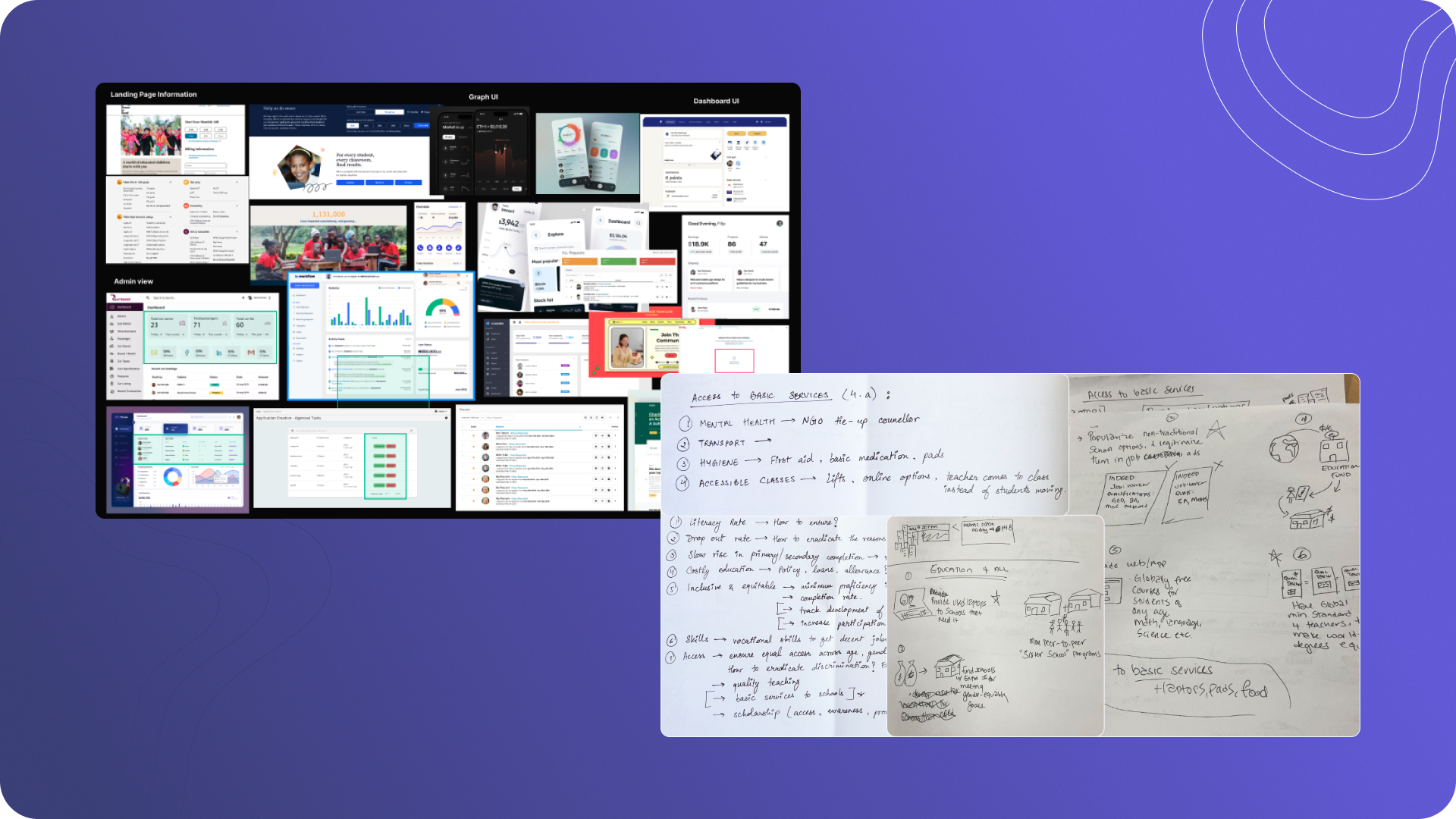Design approach — competitive analysis and early concept sketches