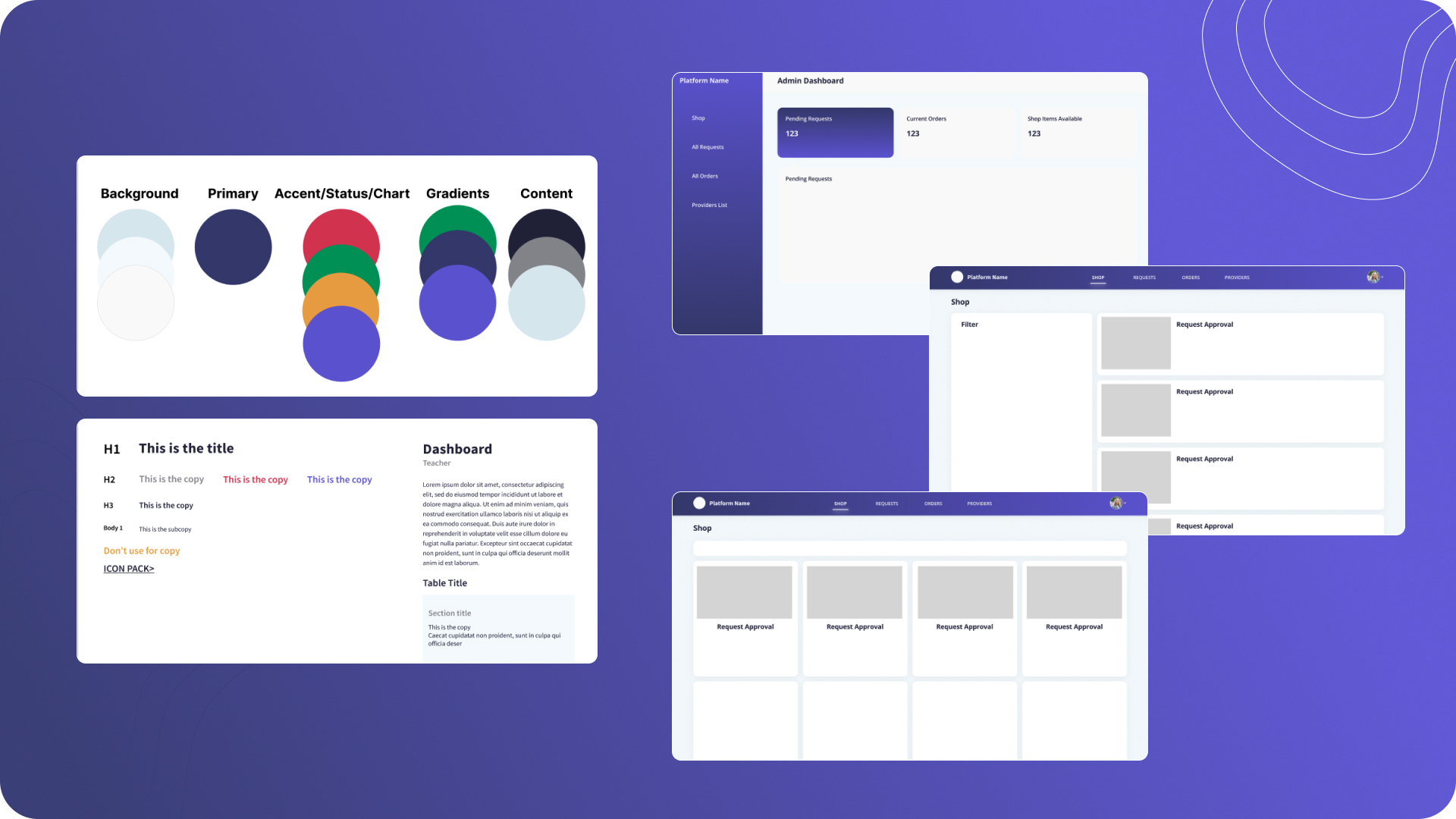 Aiducate Design System — colour tokens, typography, and wireframes